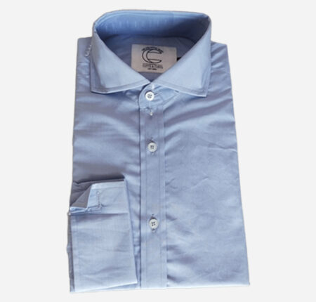 Light Blue Twill Fitted Single Cuff Classic Collar Shirt